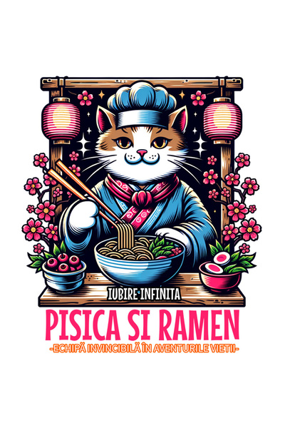StoryGift Romania Sticker Autocolant 70CM PISICA SI RAMEN-ECHIPĂ INVINCIBILĂ ...