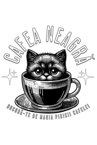 StoryGift Romania Sticker Autocolant 70CM Adeziv Cafea Neagra bucura-te de ma...