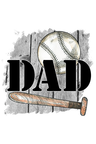 StoryGift Romania Sticker Autocolant 70CM cu bata de baseball si minge cu mesajul "Dad", tata, ilustratie, sport