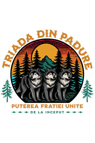 StoryGift Romania Sticker Eticheta 40CM Adeziv Haita de lupi in padurre famil...