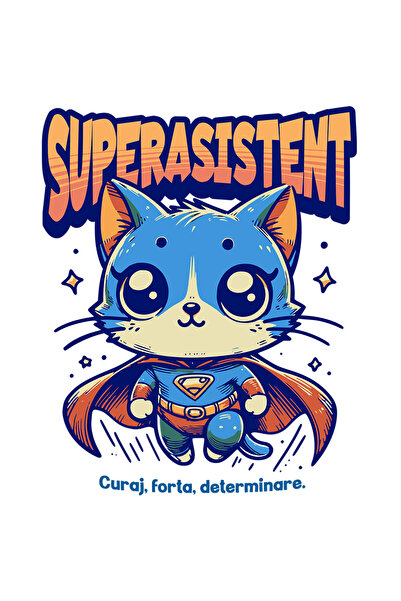 StoryGift Romania Sticker Adeziv 90CM Super Asistent, SuperErou, Pisica Zbura...