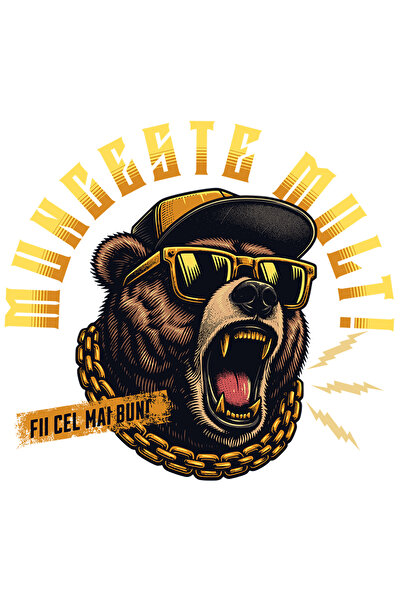 StoryGift Romania Sticker Eticheta 40CM Adeziv Urs brun gangster suparat munc...