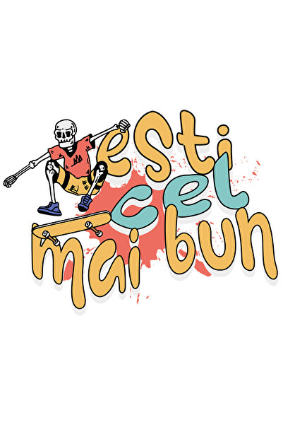 StoryGift Romania Sticker Eticheta 50CM Adeziv Schelete pe skateboard text esti cel mai bun cu Margini Albe, PVC