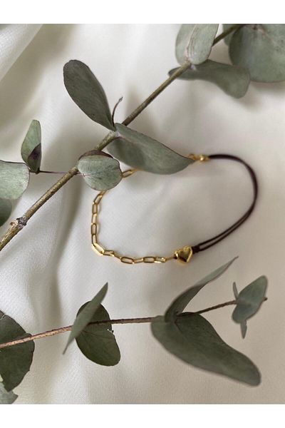 sabiha aksesuar Heart Detailed Plated Chain String Bracelet