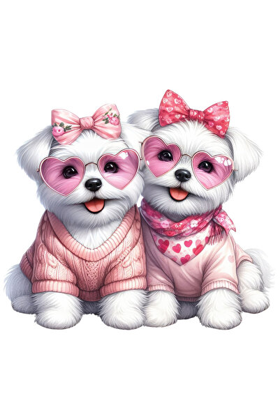 StoryGift Romania Sticker Eticheta 40CM cu 2 catelusi, ilustratie, ochelari i...