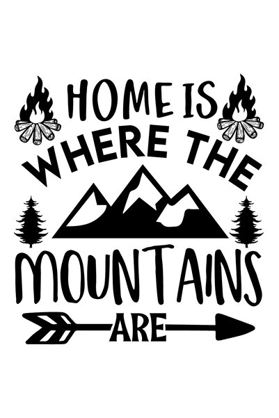 StoryGift Romania Sticker Exterior cu munti si focuri de tabara cu mesajul "Acasa este locul in care se afla