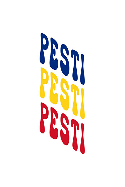 StoryGift Romania Sticker Autocolant 70CM Cuvantul Pesti, in Culorile Steagul...