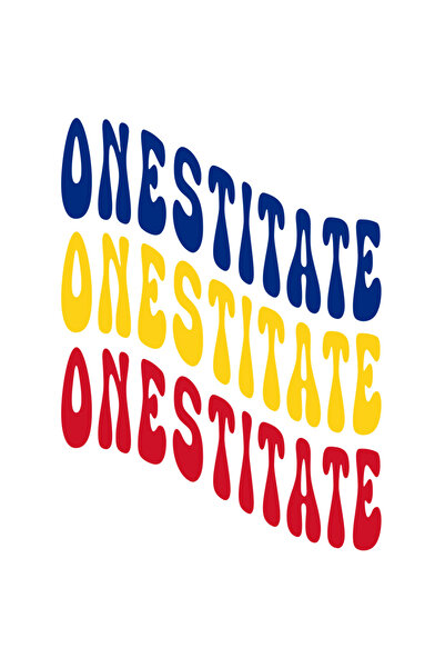 StoryGift Romania Sticker Eticheta 40CM Cuvantul Onestitate, in Culorile Steagului Romaniei, Rosu, Galben, Albas