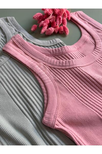 VicTroy Linea, 3-Piece Dusty Rose, Green and White Color, Ribbed Thick Strap, Cotton Women's Atletz