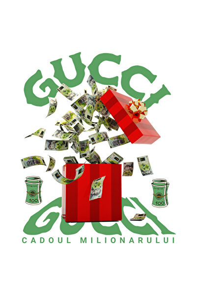 StoryGift Romania Sticker Autocolant 70CM _Gucci_ - Cadoul Milionarului cu Margini Albe, PVC Vinyl 70 cm