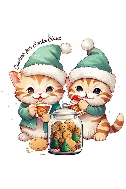 StoryGift Romania Sticker Eticheta 50CM cu 2 pisoi cu mesajul "Cookies for Sa...