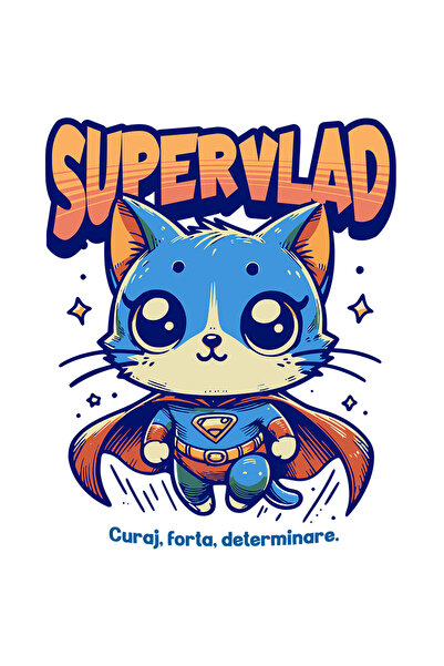 StoryGift Romania Sticker Autocolant 70CM Super Vlad, SuperErou, Pisica Zbura...