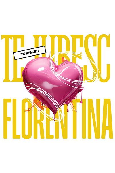 StoryGift Romania Sticker Eticheta 50CM Te Iubesc Florentina, Dragoste, Inima, Iubire, Sfantul Valentin, Dragobe