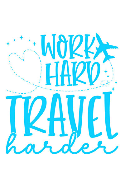 StoryGift Romania Sticker Exterior cu un avion si mesajul "Work hard, travel ...