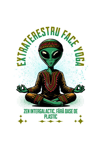 StoryGift Romania Sticker Autocolant 70CM Adeziv exstraterestru facand yoga, ...