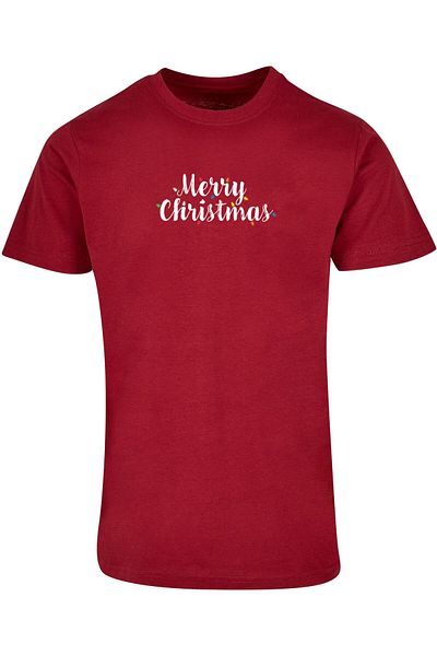 Merchcode Herren Merry Christmas Lights Basic T-Shirt mit Rundhalsausschnitt
