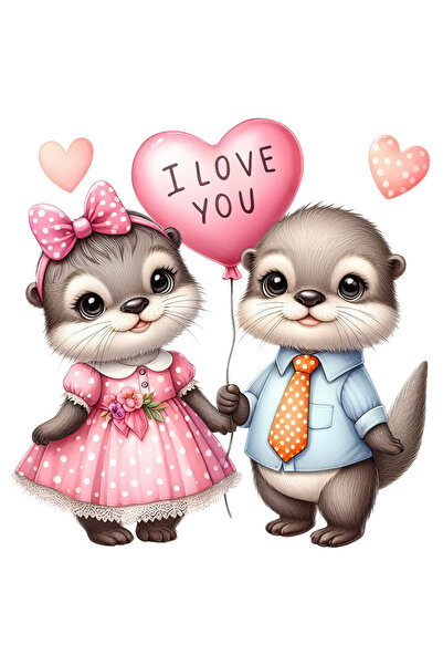 StoryGift Romania Sticker Eticheta 50CM cu 2 vidre fericite, Valentine's Day,...