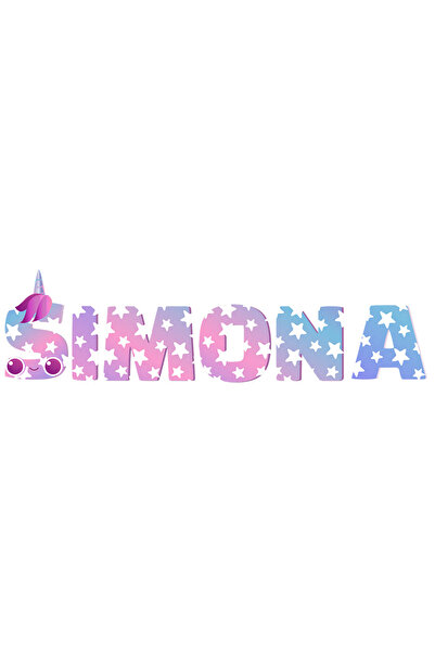 StoryGift Romania Sticker Autocolant 70CM Cu Numele Simona, Unicorn, Printesa...