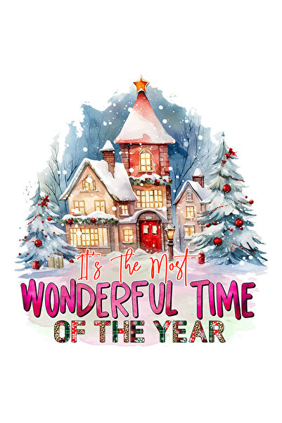 StoryGift Romania Sticker Autocolant 70CM cu casute acoperite cu zapada cu me...