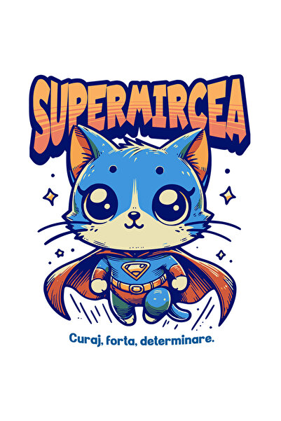 StoryGift Romania Sticker Autocolant 70CM Super Mircea, SuperErou, Pisica Zbu...