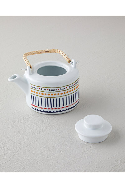 English Home Wordy Porcelain Teapot 850 ml White - Navy Blue