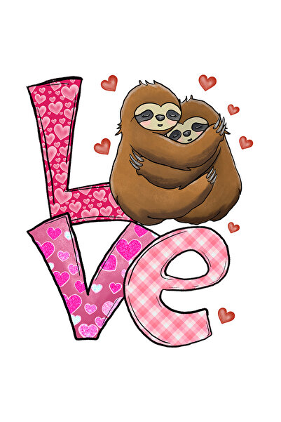 StoryGift Romania Sticker Autocolant 70CM cu 2 sloths/lenesi imbratisandu-se ...