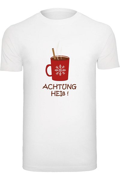 Merchcode Herren Achtung Heiss T-shirt Round Neck