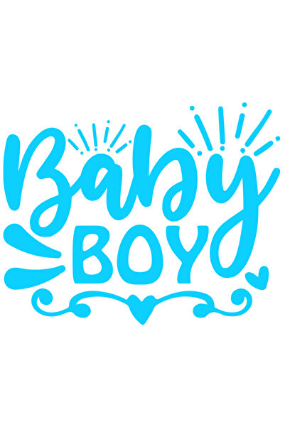 StoryGift Romania Sticker Exterior cu inimioare si textul "Baby boy" - baietel bebelus grija , Vinyl Albastr