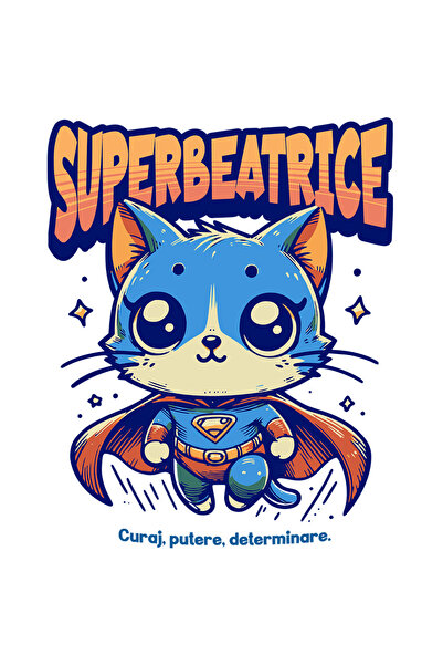 StoryGift Romania Sticker Eticheta 50CM Super Beatrice, SuperErou, Pisica Zbu...