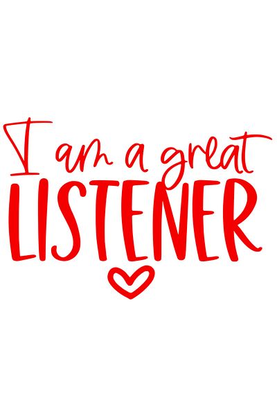 StoryGift Romania Exterior Sticker with a heart and the text "I am a great listener" - I am a great listener, Vin