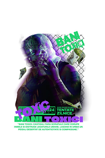 StoryGift Romania Sticker Adeziv 90CM Bani Toxici - Castigul Corupt Fara Scrupule cu Margini Albe, PVC Vinyl 90 cm