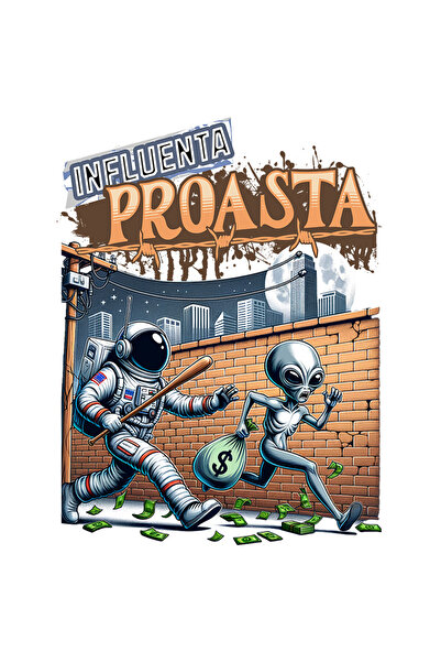 StoryGift Romania Sticker Autocolant 70CM Influenta Proasta - Astronaut si Ex...