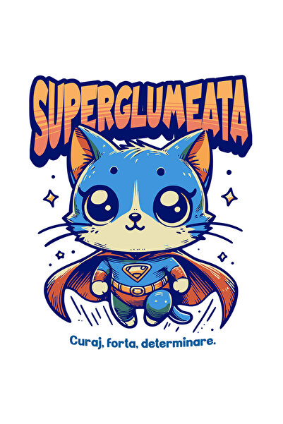 StoryGift Romania Sticker Super Glumeata, Supererou, Pisica Zburand Cu Margin...