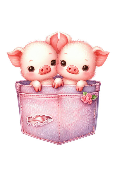 StoryGift Romania Sticker Autocolant 70CM cu 2 purcelusi care stau intr-un bu...