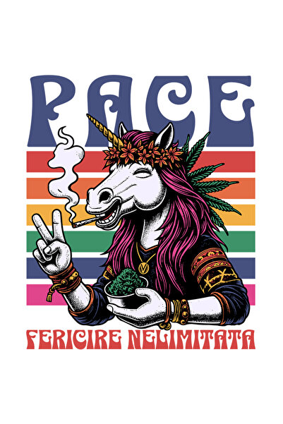 StoryGift Romania Sticker Adeziv Unicorn Fericit Pace Si Fericire Nelimitata,...