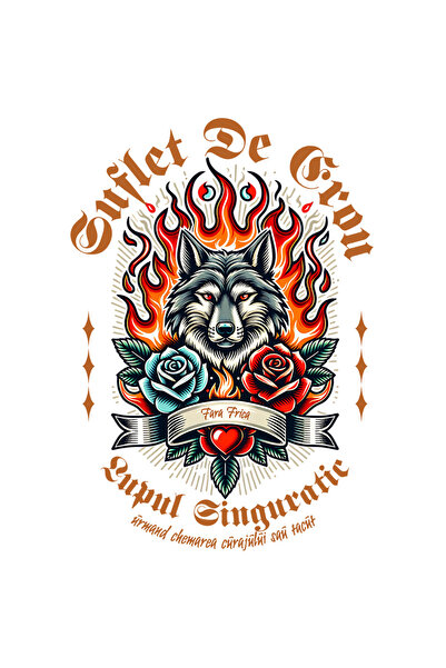 StoryGift Romania Sticker Suflet De Erou - Lupul Singuratic Cu Margini Albe, ...