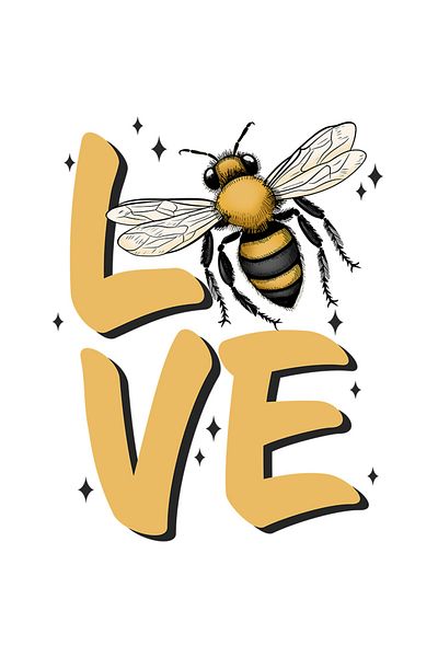 StoryGift Romania Sticker Autocolant 70CM cu albina cu mesajul "Love", stelute, ilustratie, iubire, dragoste, ap