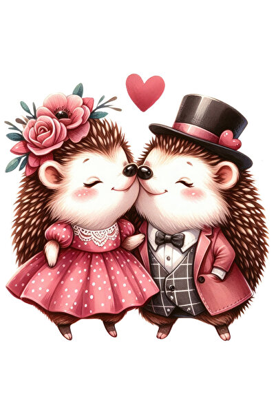 StoryGift Romania Sticker Eticheta 40CM cu 2 arici, ilustratie, relatie, prie...