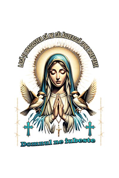 StoryGift Romania Sticker Adeziv Maicuta Lasa Dragostea Sa Ne Calauzeasca Cu Margini Albe, Pvc Vinyl 90 Cm