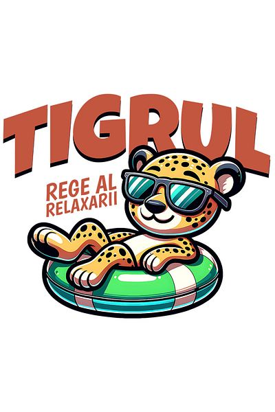 StoryGift Romania Tiger King Of Relaxation Sticker With White Borders, Pvc Vinyl 70 Cm