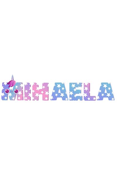StoryGift Romania Sticker Cu Numele Mihaela, Unicorn, Printesa, Fairytale, Dragut Cu Margini Albe, Pvc Vinyl