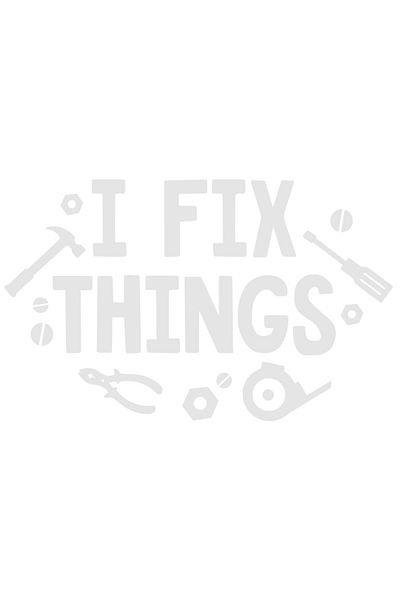 StoryGift Romania Sticker Eticheta 50CM Exterior cu unelte si mesajul in engleza "I fix things" - eu repar lucru