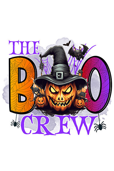 StoryGift Romania Sticker Adeziv 90CM cu dovleci decorati si lilieci cu mesajul "The boo crew", ilustratie, Hall