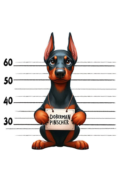 StoryGift Romania Sticker Autocolant 70CM cu Doberman Pinscher, caine, animal de companie, ilustratie, pitic, tr