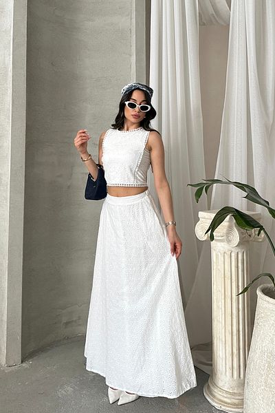 ASEDE Imported Special Design Lace Cotton Scallop Bottom Top Set