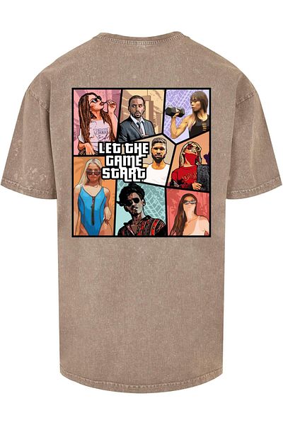 Merchcode Herren Grand Start Acid Washed Heavy Oversize Tee