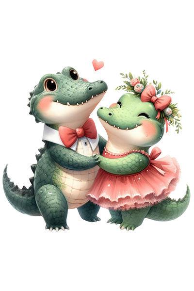 StoryGift Romania Sticker Adeziv 90CM cu 2 crocodili, ilustratie, funda, flor...