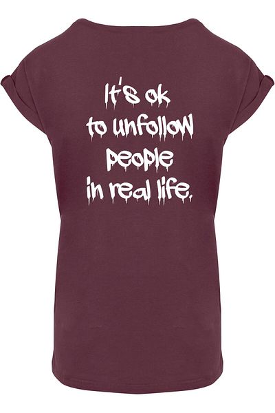 Merchcode Damen Ladies Unfollow Extended Shoulder Tee