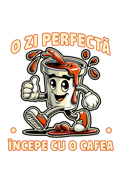 StoryGift Romania Sticker 28 Cm Adeziv O Zi Perfecta Incepe Cu O Cafea Energi...