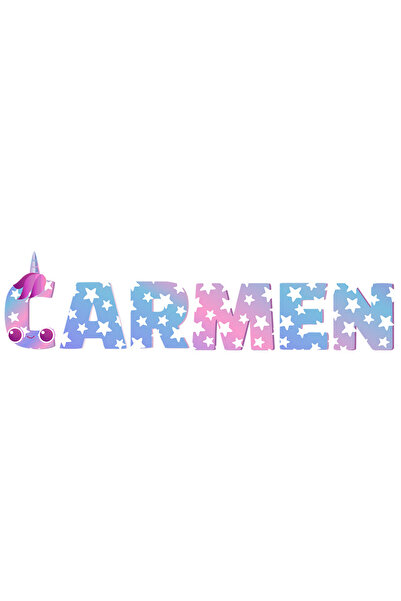 StoryGift Romania Sticker Eticheta 40CM Cu Numele Carmen, Unicorn, Printesa, ...